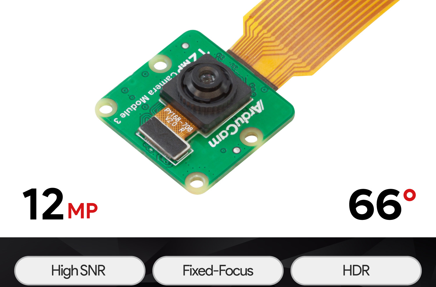 Module de caméra ArduCam 12MP IMX708 à mise au point fixe HDR à SNR élevé pour Raspberry Pi