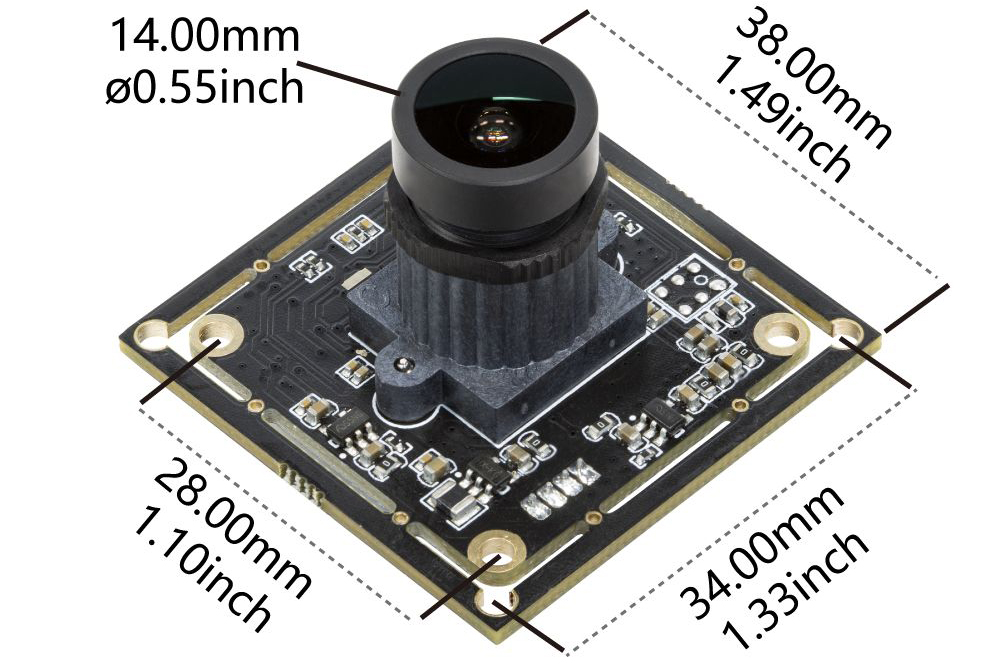 Arducam 1080P USB2 UVC Mini Camera met Microfoon, 2MP 1/2.8in CMOS IMX291, 100°