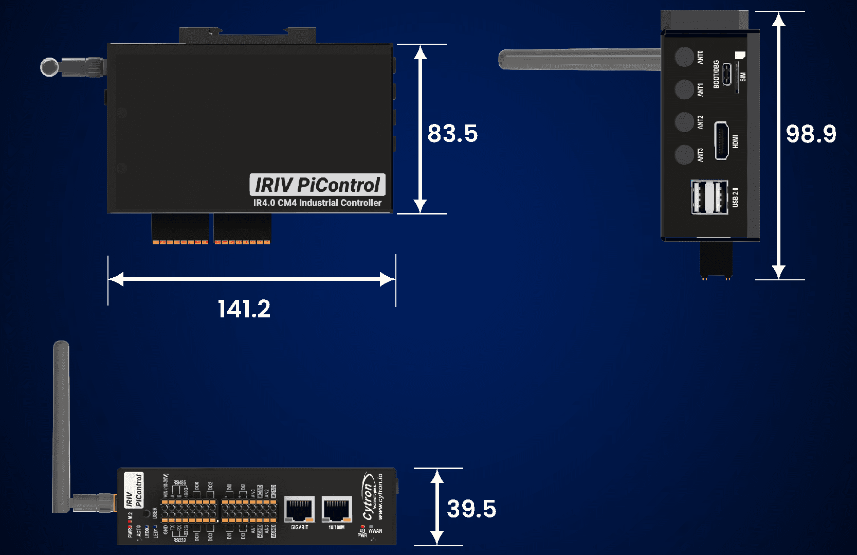 IRIV PiControl - IR4.0 CM4 Industriële Controller met Draadloos 2GB RAM 16GB eMMC