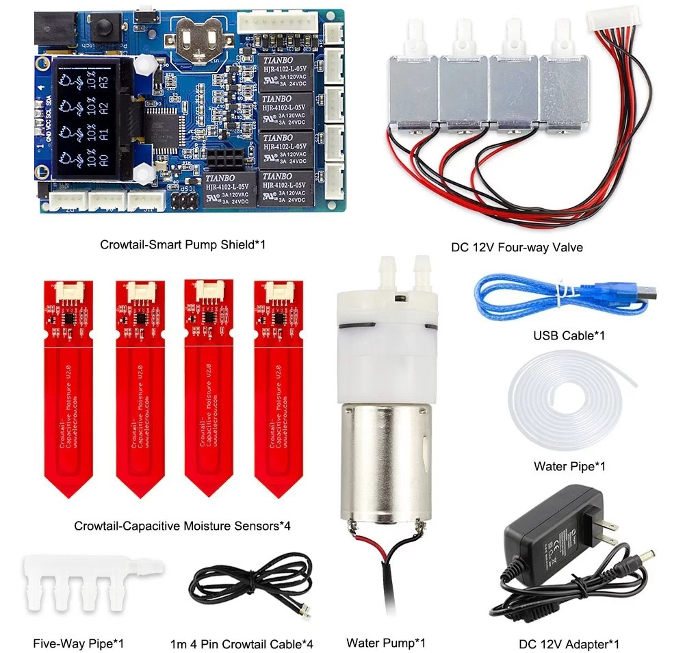 Elecrow Kit d'Arrosage Automatique Intelligent pour Plantes Arduino 2.1 (Prise US)