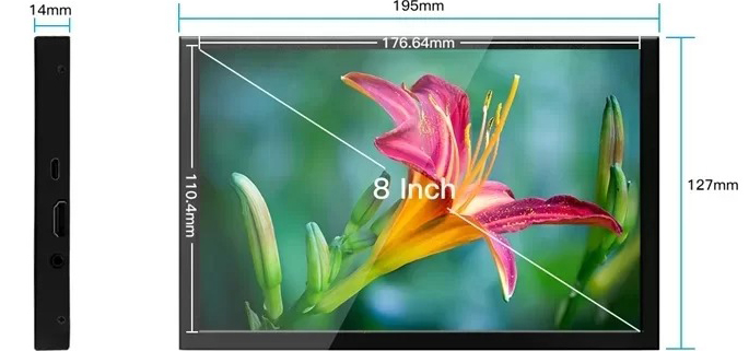 Elecrow SH080 8 Inch Portable LCD Display 1280x800 Resolution Monitor Built in Speakers
