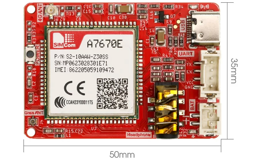 Placa de Conexión GPS Crowtail-4G SIM A7670E Módulo GPS/GLONASS/BDS