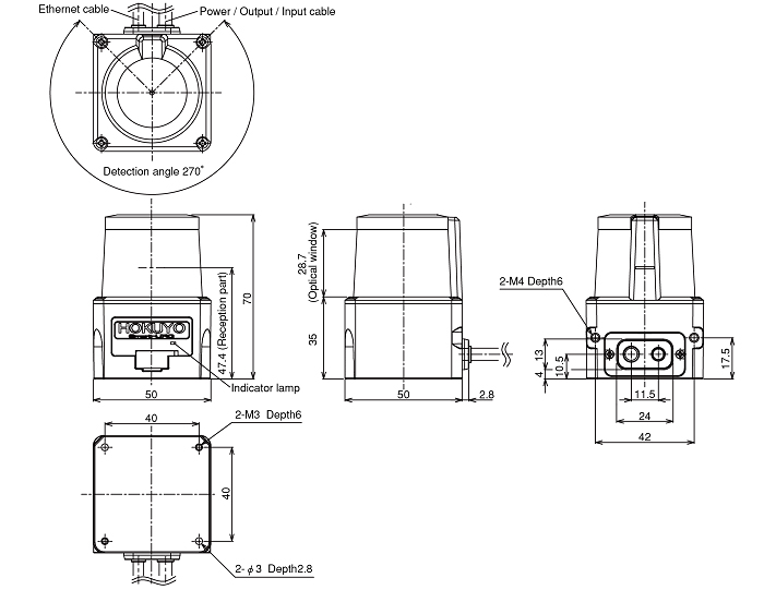 Télémètre laser à balayage Hokuyo UST-10LX-H01