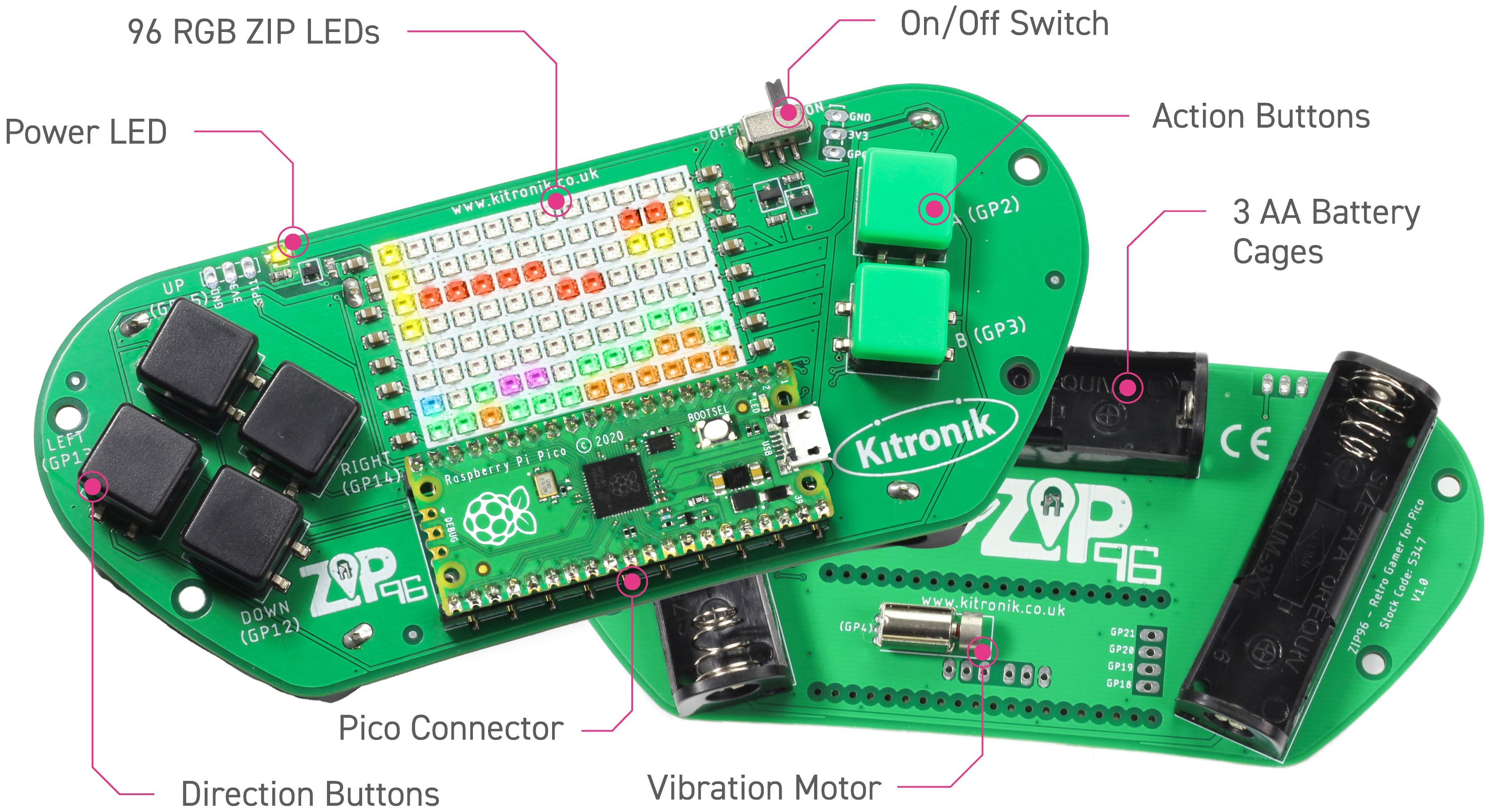 Kitronik ZIP96 Retro Gamer pour Raspberry Pi Pico