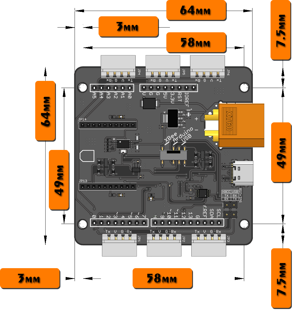 Lynxmotion SES-V2 LSS Adapter Serial & Power Distribution Board (LSS-ADA)