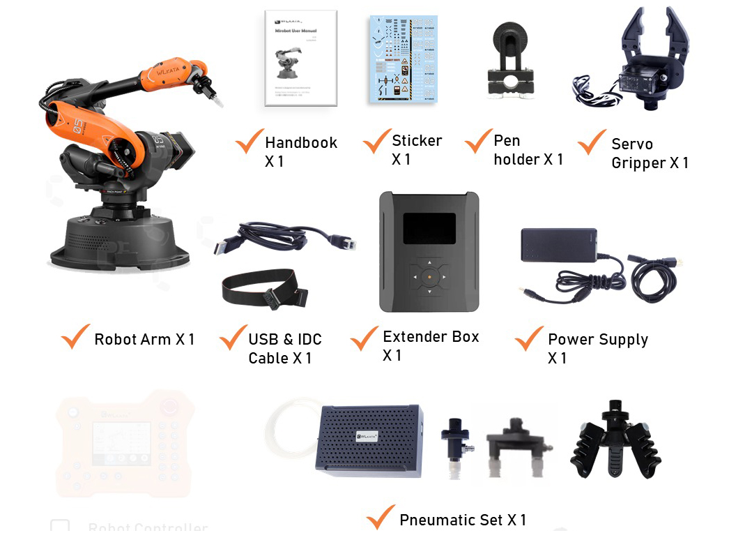 WLkata 6-Assige Mini Robotarm Mirobot Educatie Kit (EU Stekker)