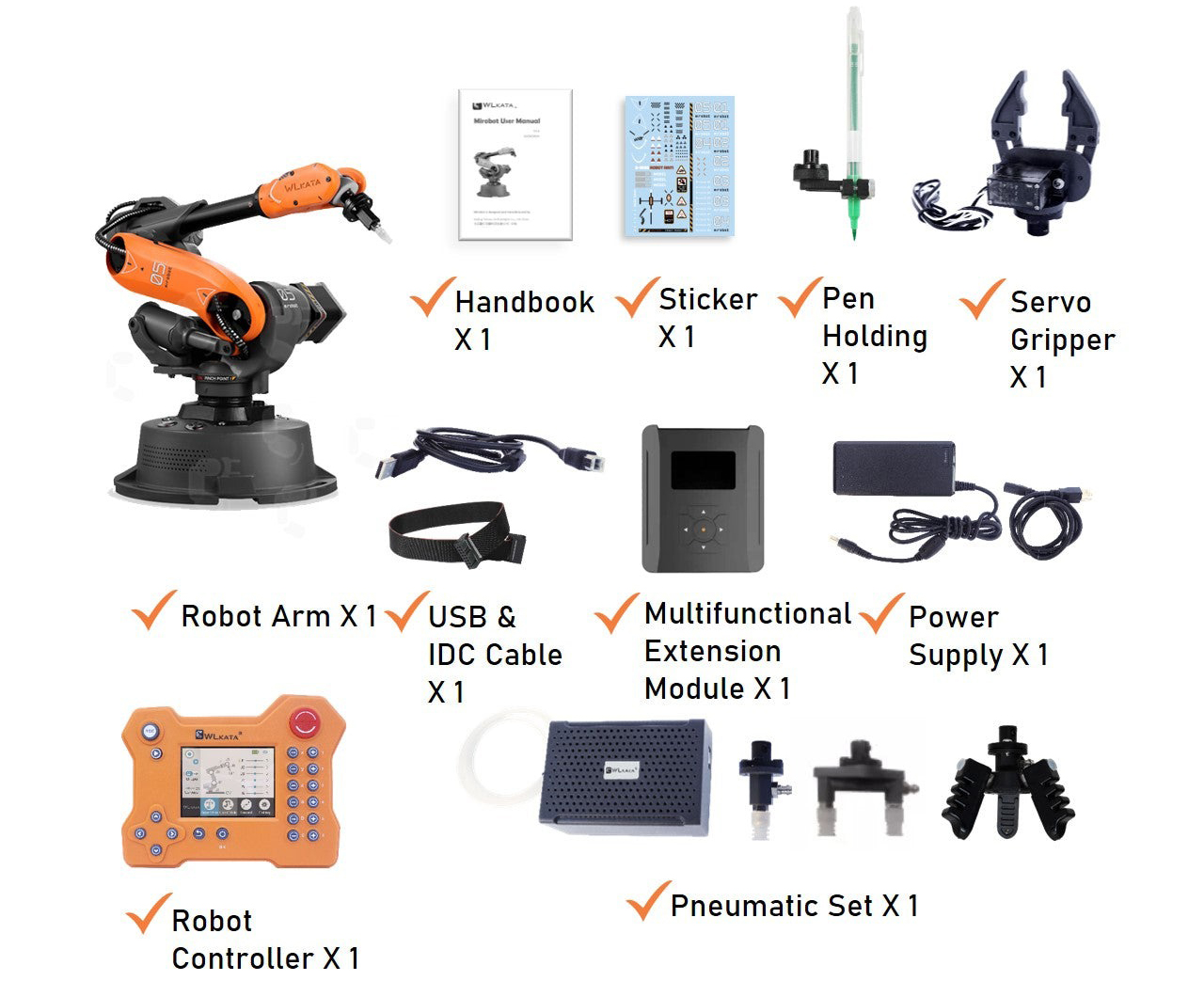 Kit Professionnel WLkata Mirobot Bras Robotique Mini 6-Axes (Prise EU)