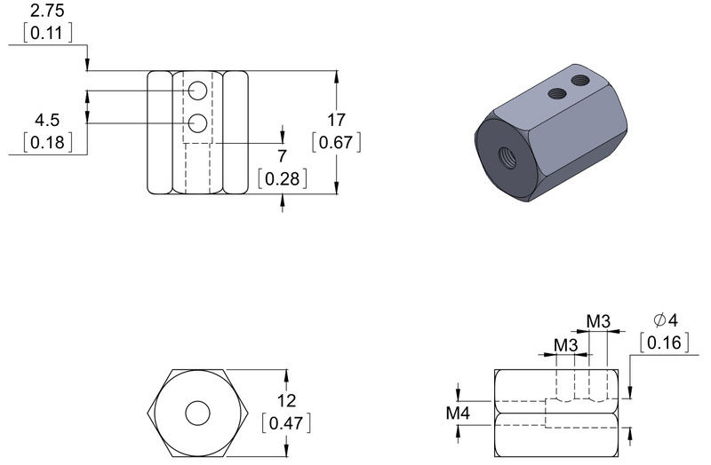 Pololu Adaptateur de Roue Hexagonal 12 mm pour Axe de 4 mm (2x)