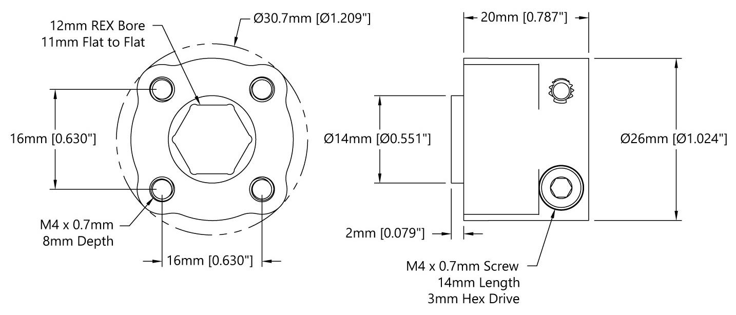 Servocity 1310 Series Hyper Hub (12 mm REX-Bohrung)