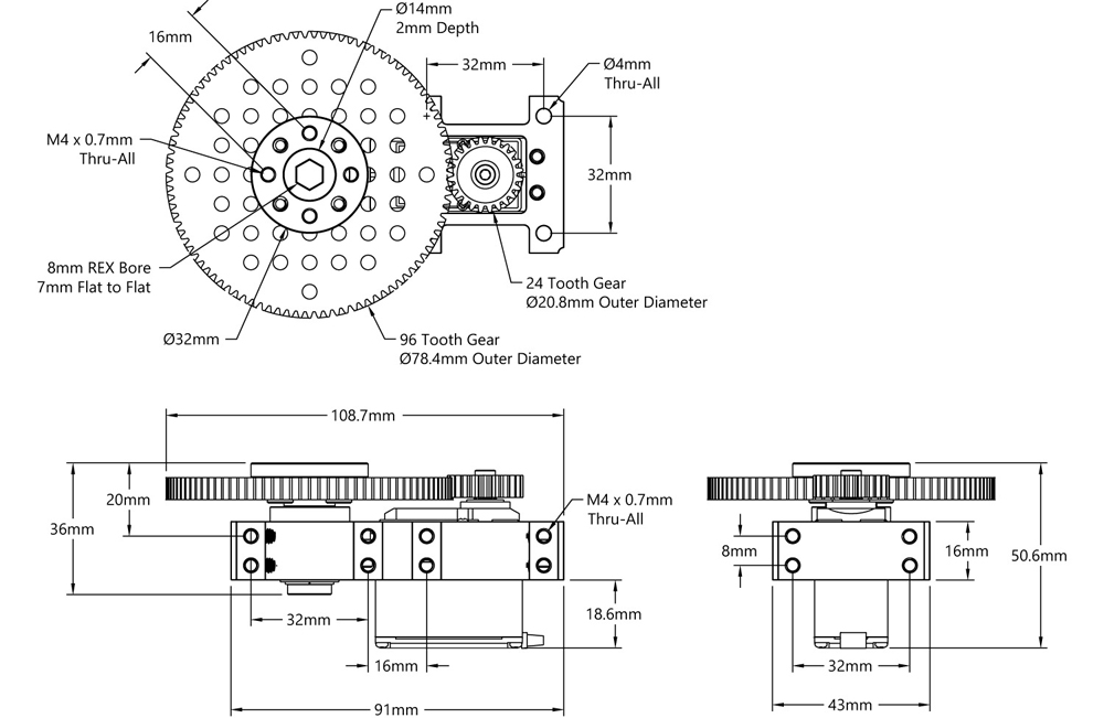 Servoréducteur Shark-4 (0.56 Sec/60°, 18 rpm, 1888 oz-in, 630°) (Mode rétroaction)