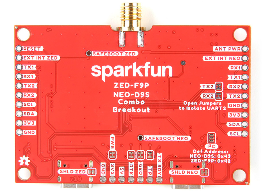 SparkFun GNSS Combo Planche de connexion - ZED-F9P, NEO-D9S (Qwiic)