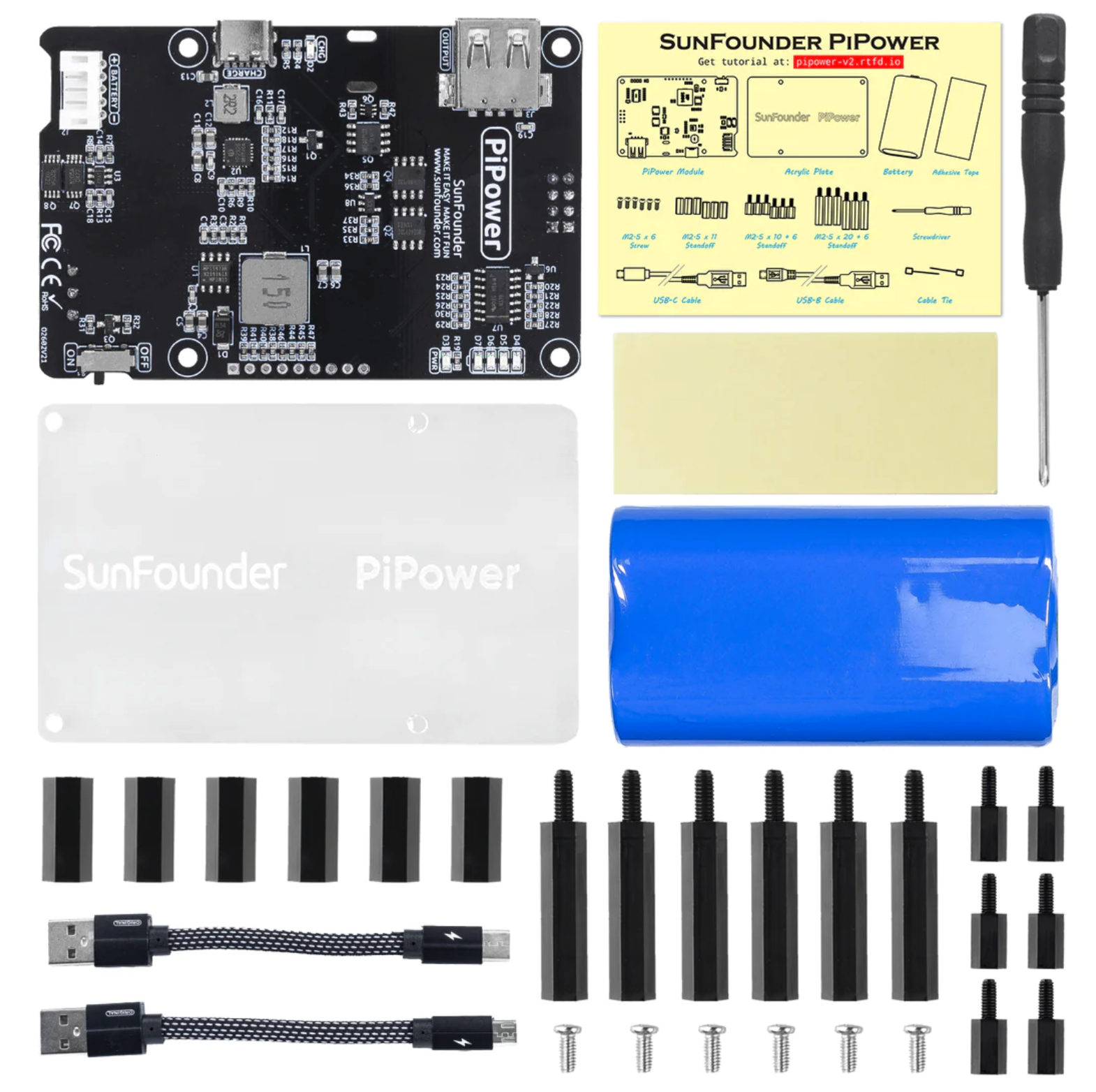 Module d'alimentation SunFounder Raspberry Pi UPS V2.0 avec batterie