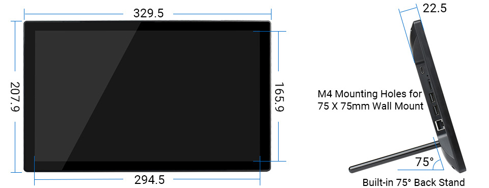 Mini-ordinateur CM4 Magic Mirror 13,3 pouces (prise UE)