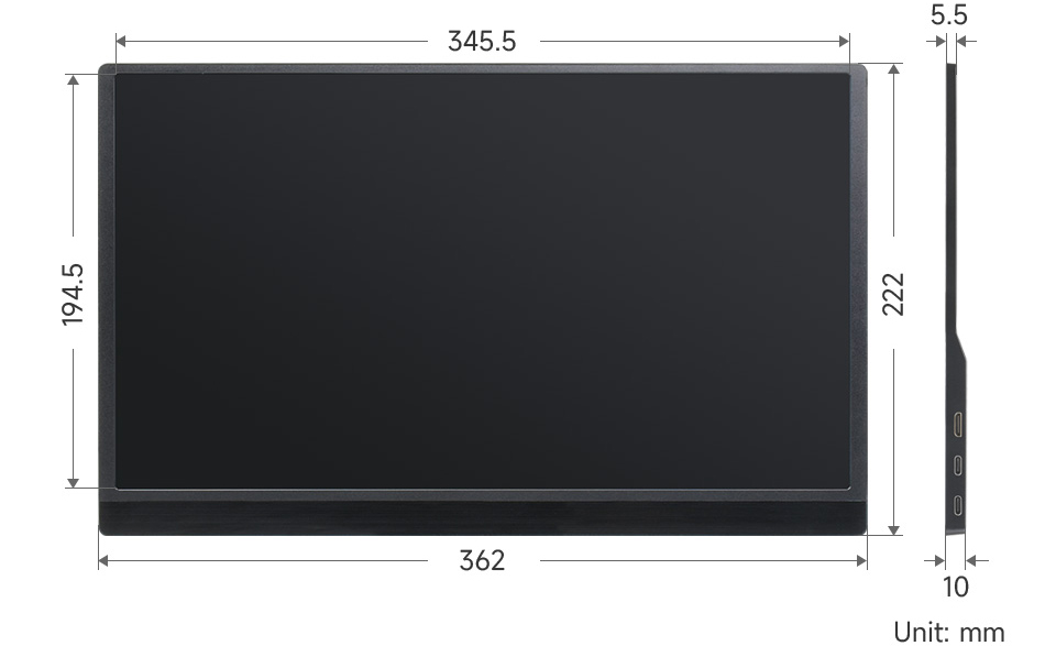 Moniteur 15,6 pouces avec support, écran IPS, 1920 × 1080 Full HD, 100% sRGB (prise US)
