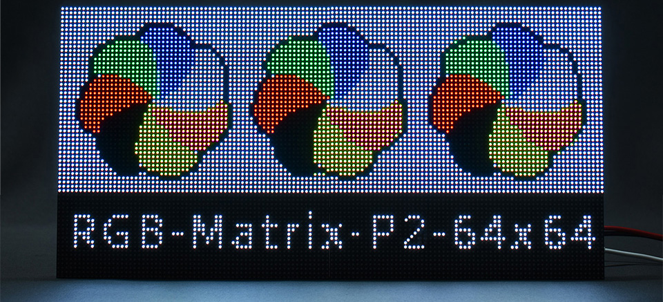 RGB Full-Color LED Matrix Panel, 2mm Pitch, 64x64 pixels, Adjustable Brightness