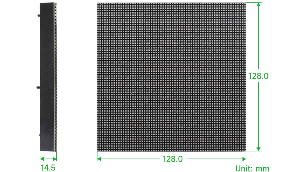 RGB-Vollfarb-LED-Matrix-Panel, 2 mm Abstand, 64 x 64 Pixel, einstellbare Helligkeit