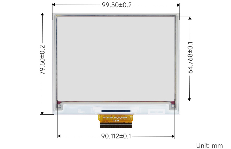 Écran brut Waveshare 4,37 pouces E-Paper (G), 512 x 368, rouge/jaune/noir/blanc