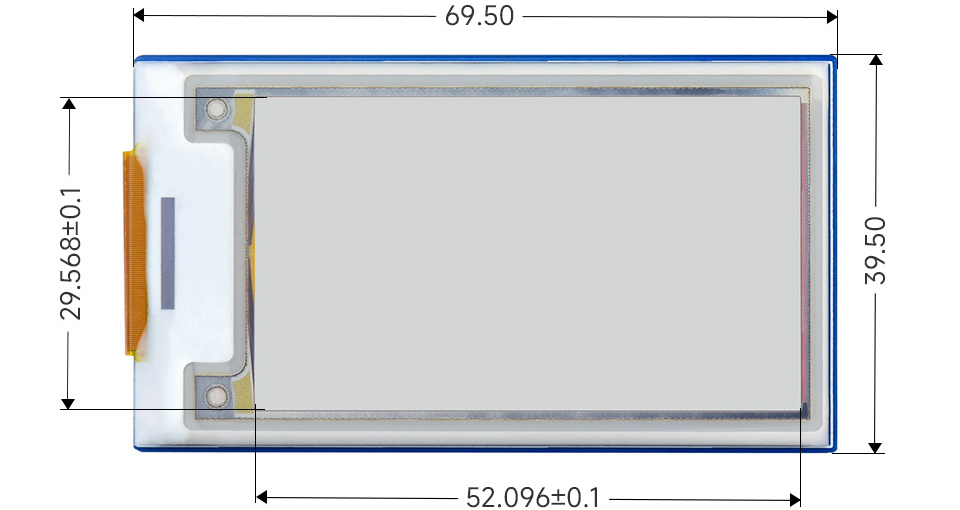 Waveshare 2.36-inch e-papermodule (G), 296x168, Rood/Geel/Zwart/Wit