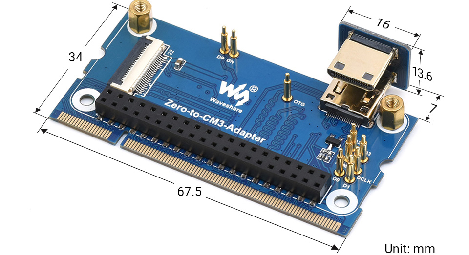 Waveshare Raspberry Pi Zero 2W to CM3 Adapter, Solution for RPi CM3/CM3+