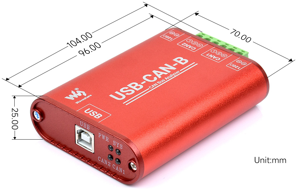 Adaptateur Waveshare USB vers CAN, analyseur CAN double canal, isolation industrielle