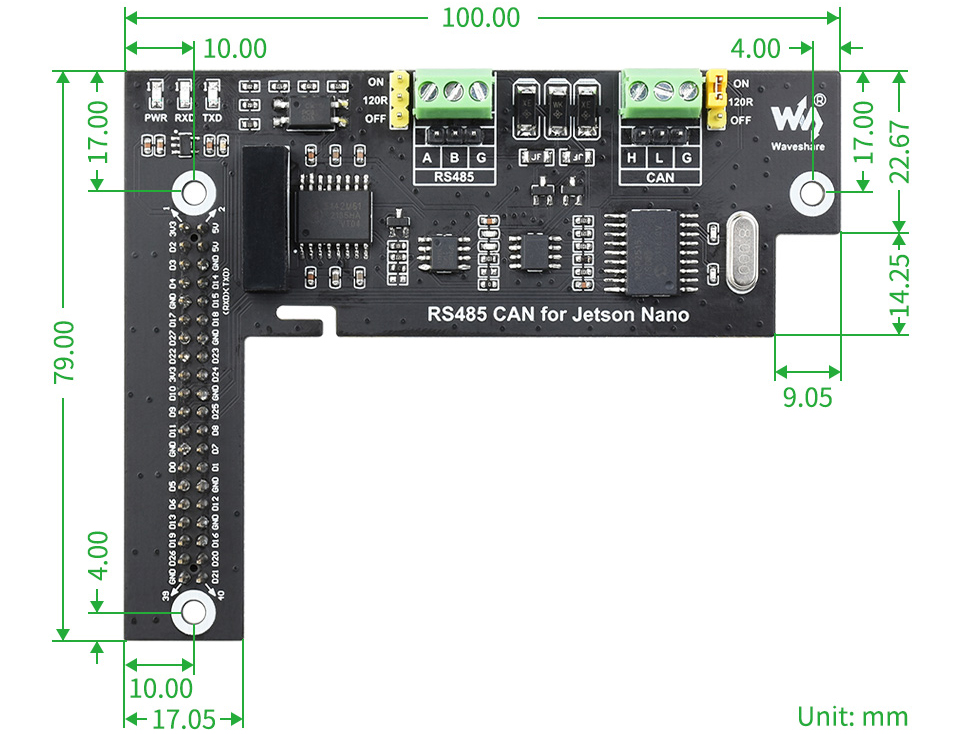 RS485 CAN Erweiterungsboard für Jetson Nano, Digitale Isolation mit Schutzschaltung