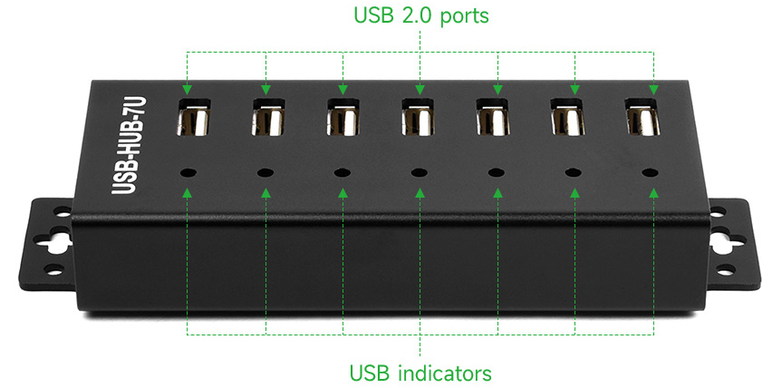 HUB USB de qualité industrielle Waveshare, 7 ports USB 2.0 (prise UE)