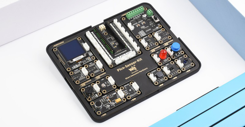 Kit de Sensor de Entrada Raspberry Pi Pico Waveshare c/ Placa de Expansión Pico y 15 Módulos