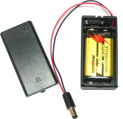 Caja de batería Adafruit 9V con interruptor y conector de barril - Haga clic para ampliar
