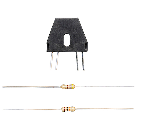 Reflective IR Sensor with 470 and 10K Resistors- Click to Enlarge
