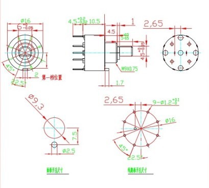 Mini 8-Way Rotary Selector Switch - SP8T- Click to Enlarge