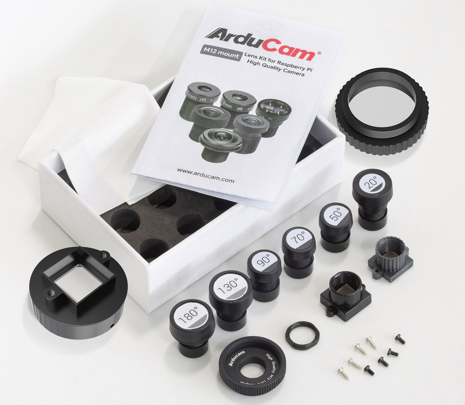 Kit d'objectif ArduCam M12 pour caméra HQ 20-180deg (6pcs) - Cliquez pour agrandir