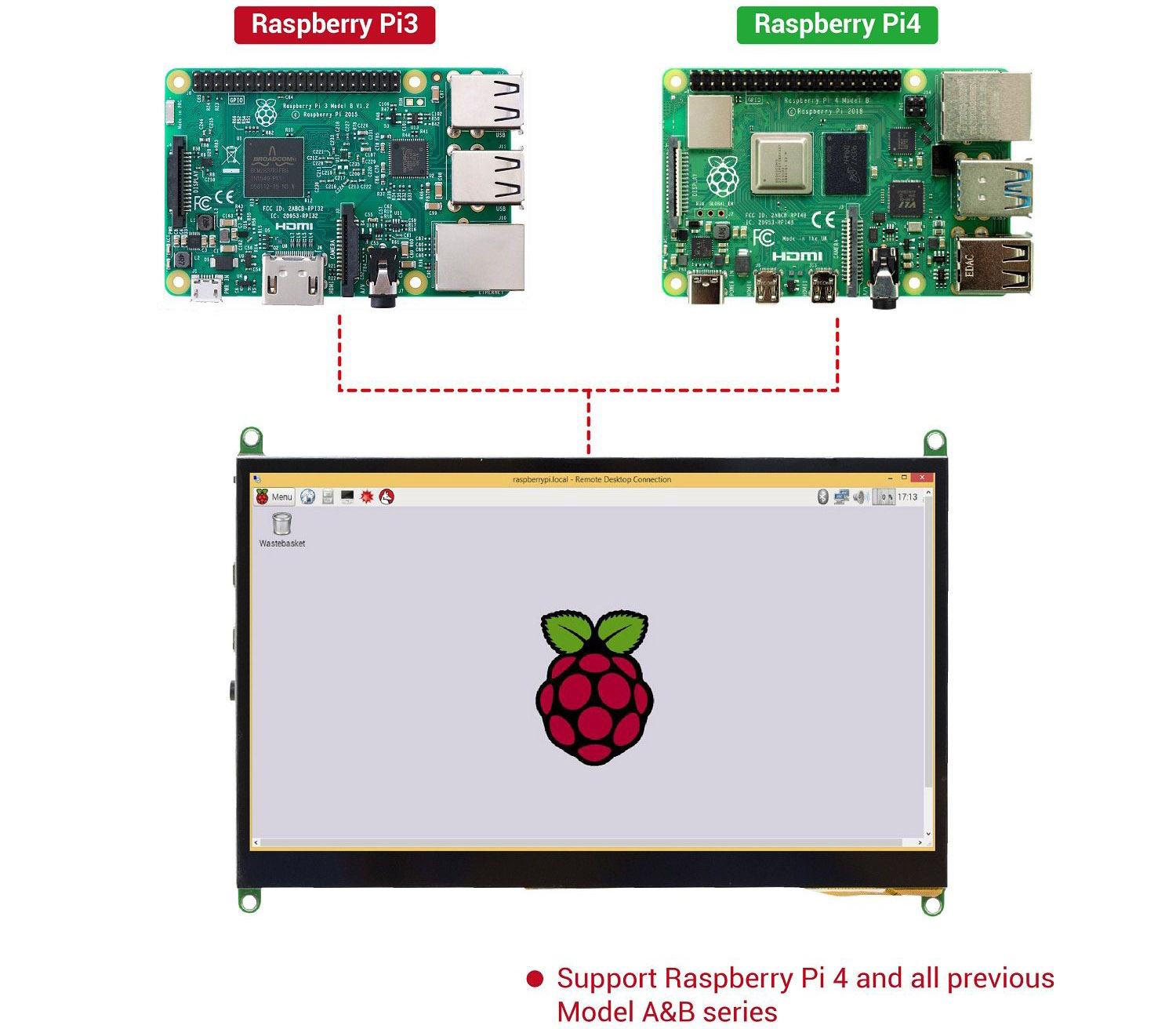 Écran tactile IPS LCD capacitif UCTRONICS 7 pouces pour Raspberry Pi avec support d'hélice - Cliquez pour agrandir