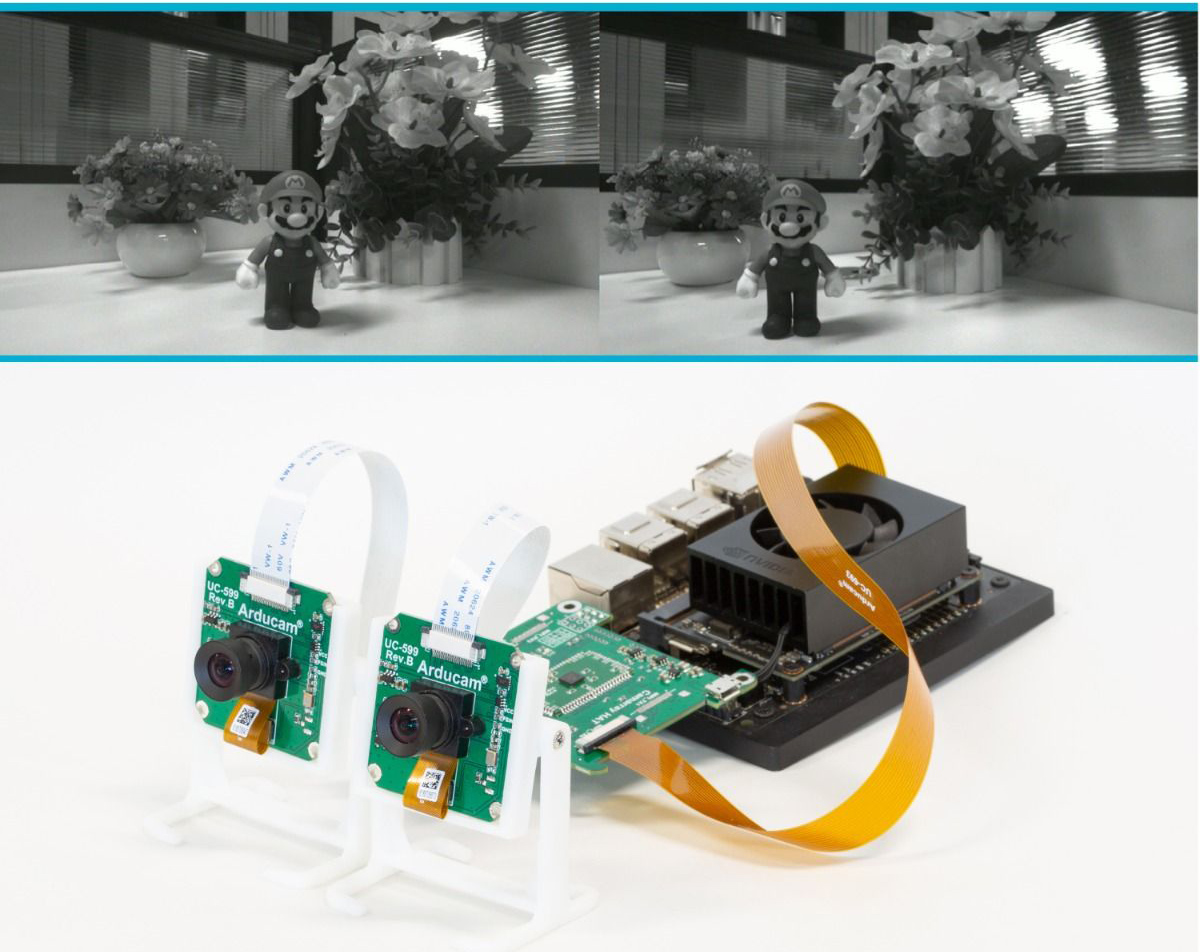 Arducam Stereoscopic Camera Kit mit 1MP OV9281 (2x) und Camarray Stereo Kamera HAT - Zum Vergrößern klicken