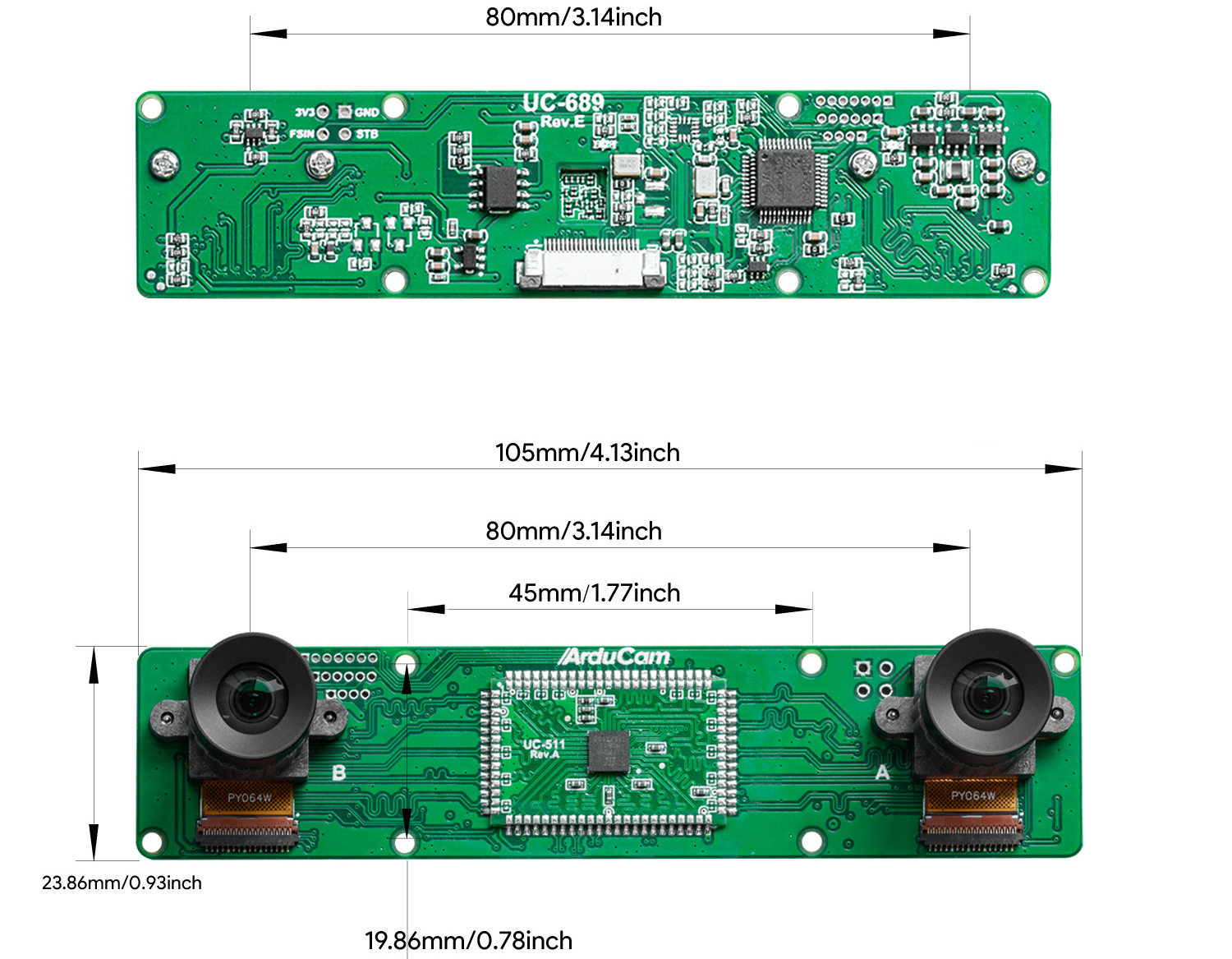 Arducam Stereoscopic Camera Kit w/ 1MP OV9281 (2x) & Camarray Stereo Camera HAT - Click to Enlarge