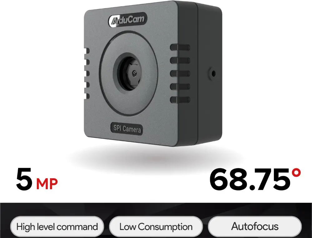 Módulo de Cámara SPI Mega de 5MP ArduCam c/ Lente de Autofoco para Cualquier Microcontrolador