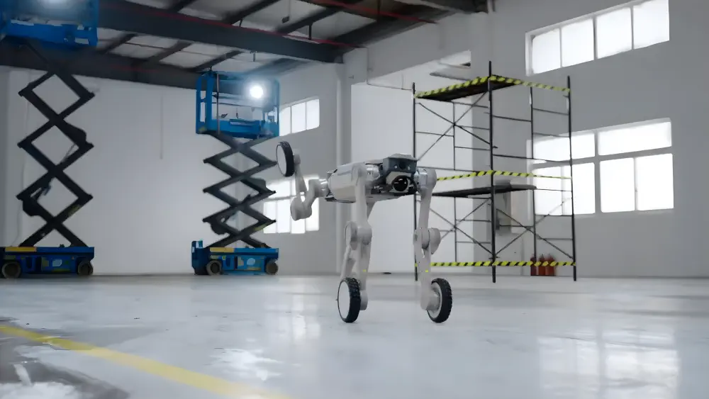 Agibot D1 Max dans un environnement d'entrepôt industriel
