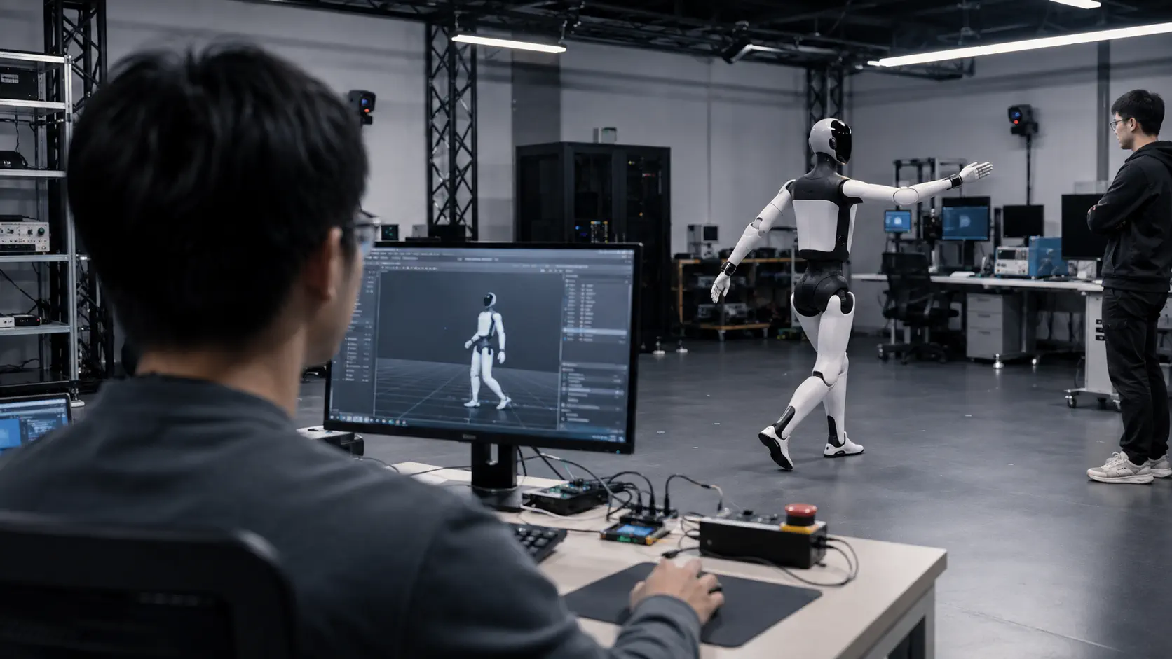 AGIBOT A3 Ultra dans un laboratoire de collecte de données de téléopération VR