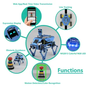 Adeept Alter Kit de voiture robot intelligent Raspberry Pi tout-en-un avec écran, suivi