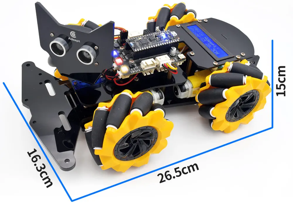 Adeept 4WD Omni-Richtungs Mecanum Räder Roboter Auto Kit für ESP32-S3