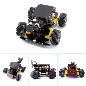 Adeept Kit de Voiture Intelligente à Roues Mecanum 4WD pour Raspberry Pi 5/4B/3B+ (sans RPi)