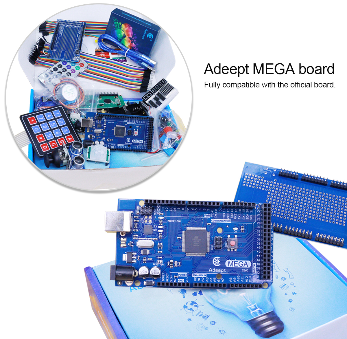 Adeept Ultimate Starter Kit for Arduino Mega2560 - Click to Enlarge