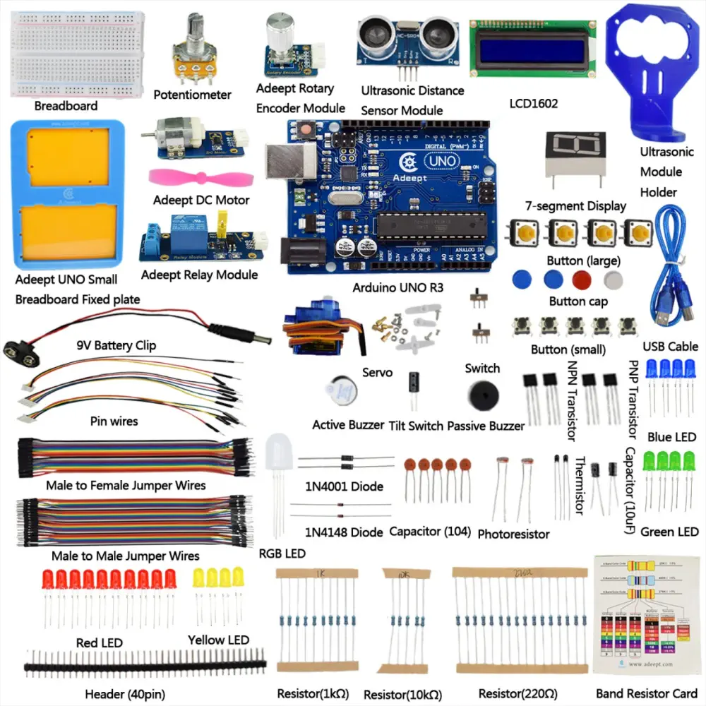 Adeept Basic Starter Kit with Uno R3 - Click to Enlarge