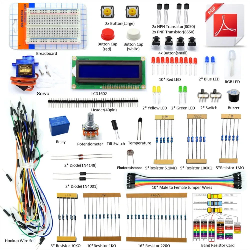 Adeept LCD1602 Starter Kit with Uno Microcontroller - Click to Enlarge