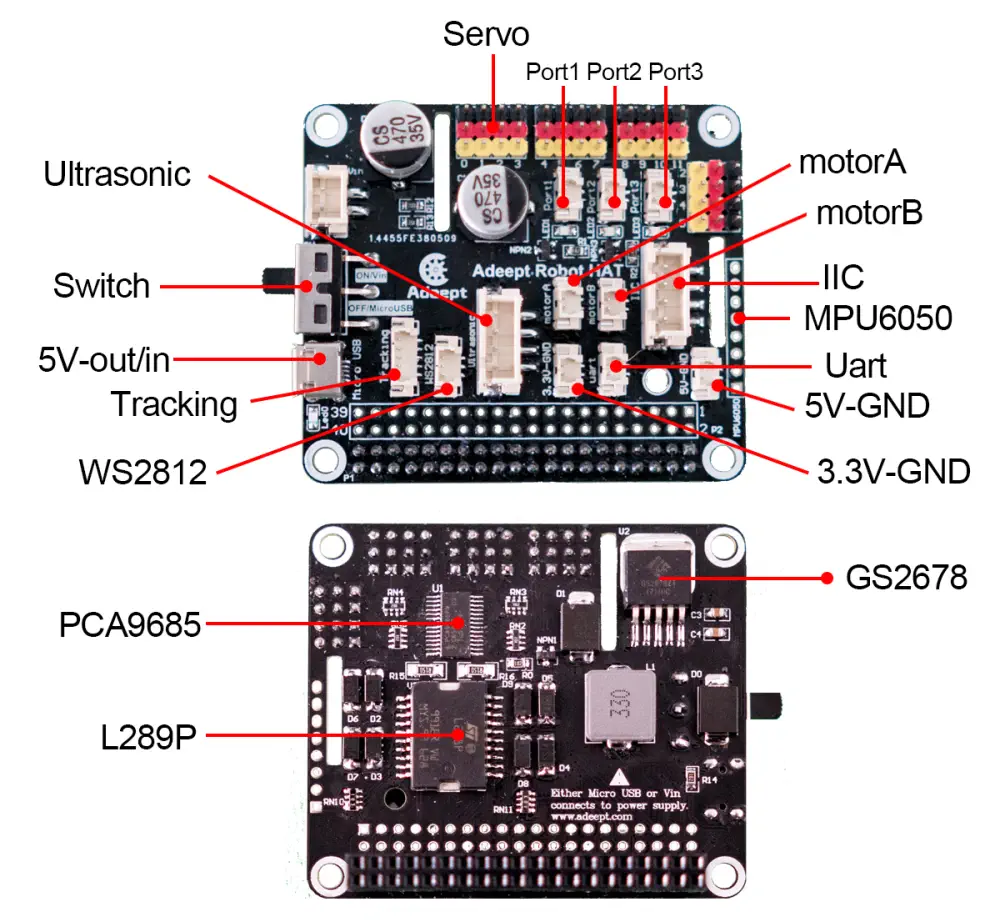 Kit de Araña Cuadrúpeda Robot DarkPaw para Raspberry Pi de Adeept