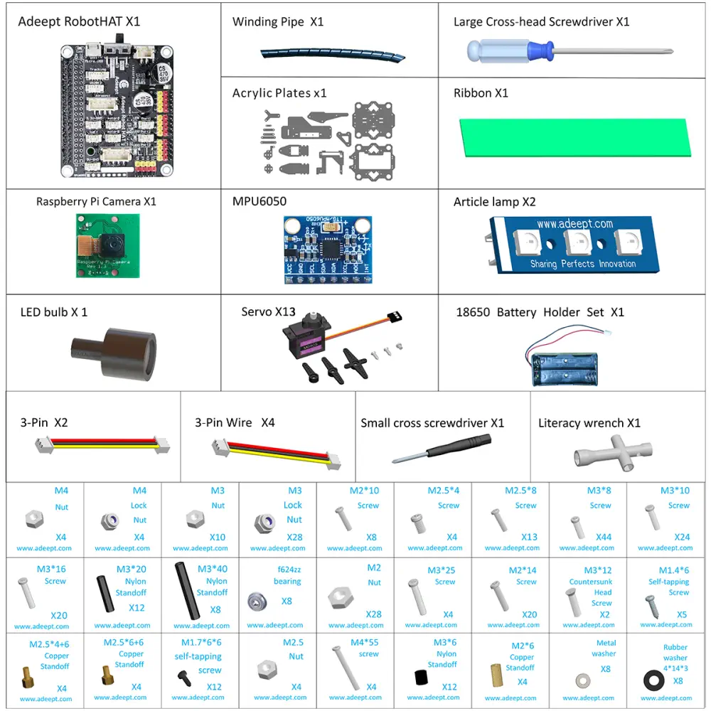 Kit de Araña Cuadrúpeda Robot DarkPaw para Raspberry Pi de Adeept