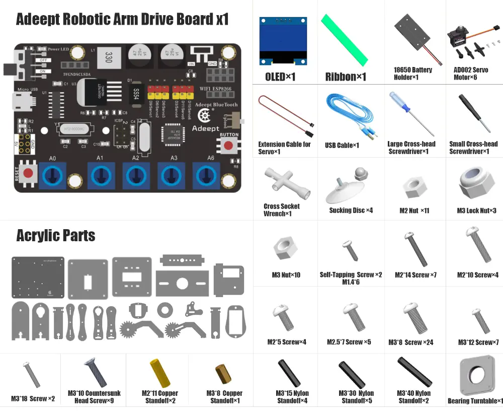 Adeept 5DOF Robotic Arm Kit for Arduino Uno R3