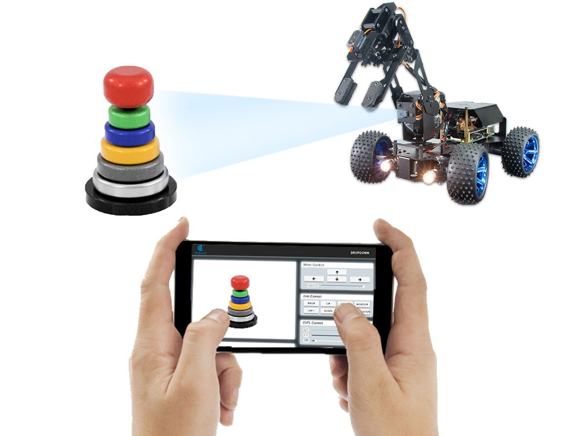 Adeept PiCar 4WD Pro Smart Robot Car 2-in-1 Kit w/ 4-DoF Robotic Arm - Click to Enlarge