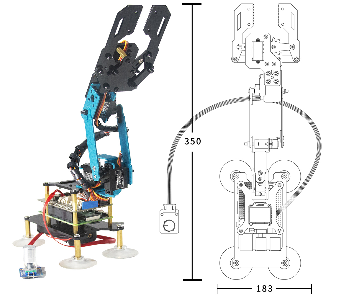 Adeept RaspArm-S 4-DoF Roboterarm-Kit für Raspberry Pi - Zum Vergrößern klicken