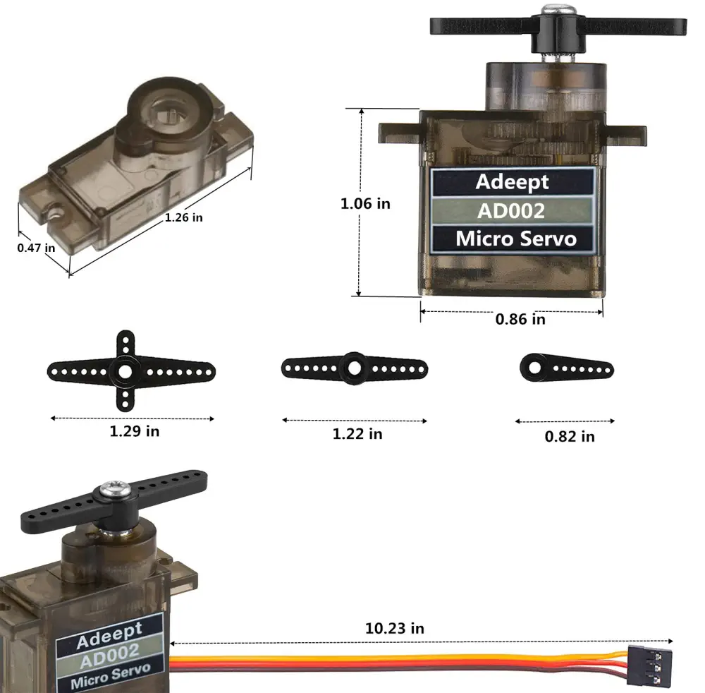 Adeept AD002 Servo Motor for RC Robot Car (8x) - Click to Enlarge