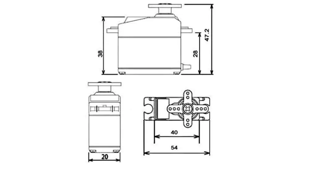 MG995 Servo Motor, RC Servo, 20 kg Metal Gear Servo (4x) - Click to Enlarge